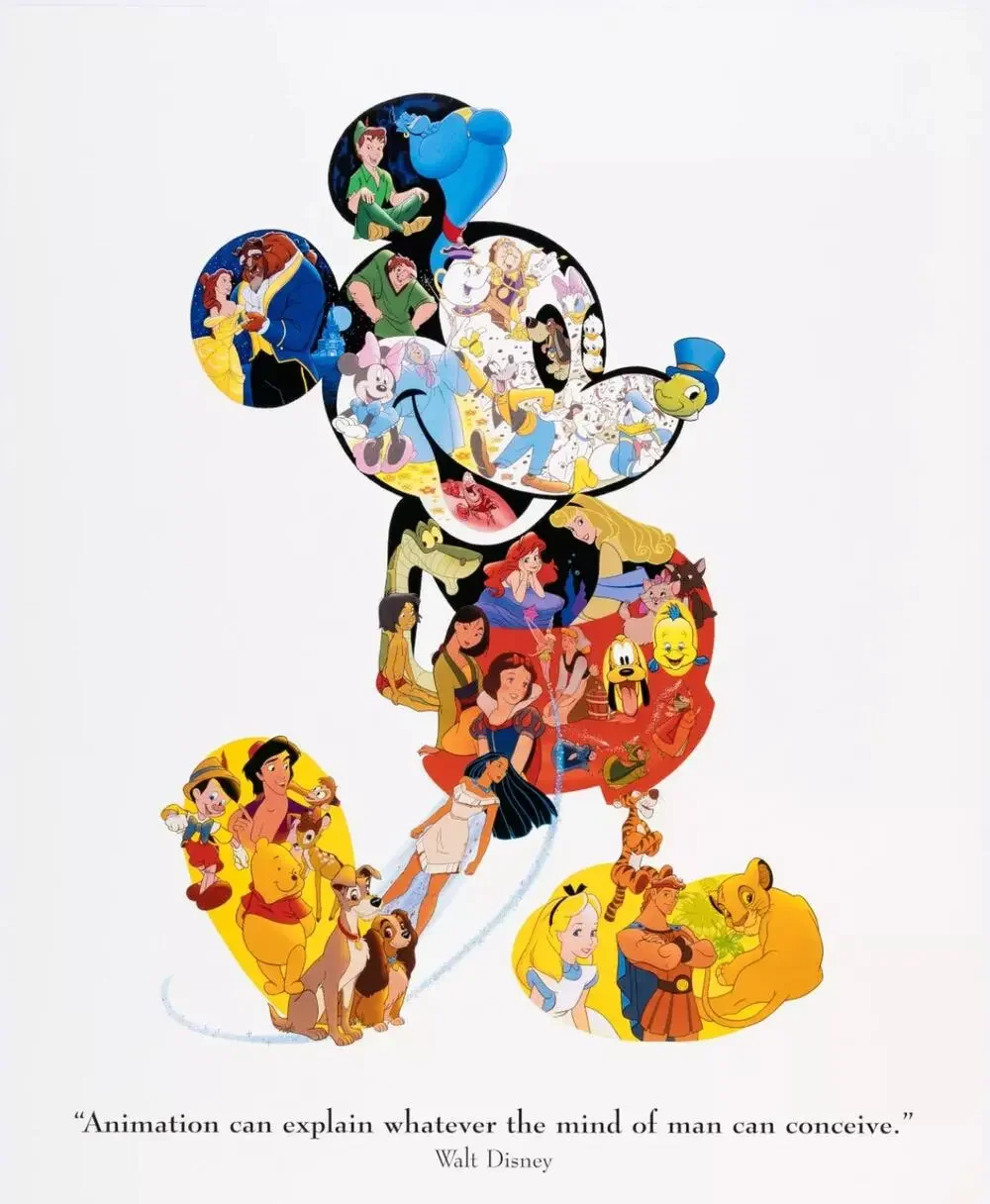 Disney Mickey Mouse Collage Walt Disney Quote Vintage Poster D938